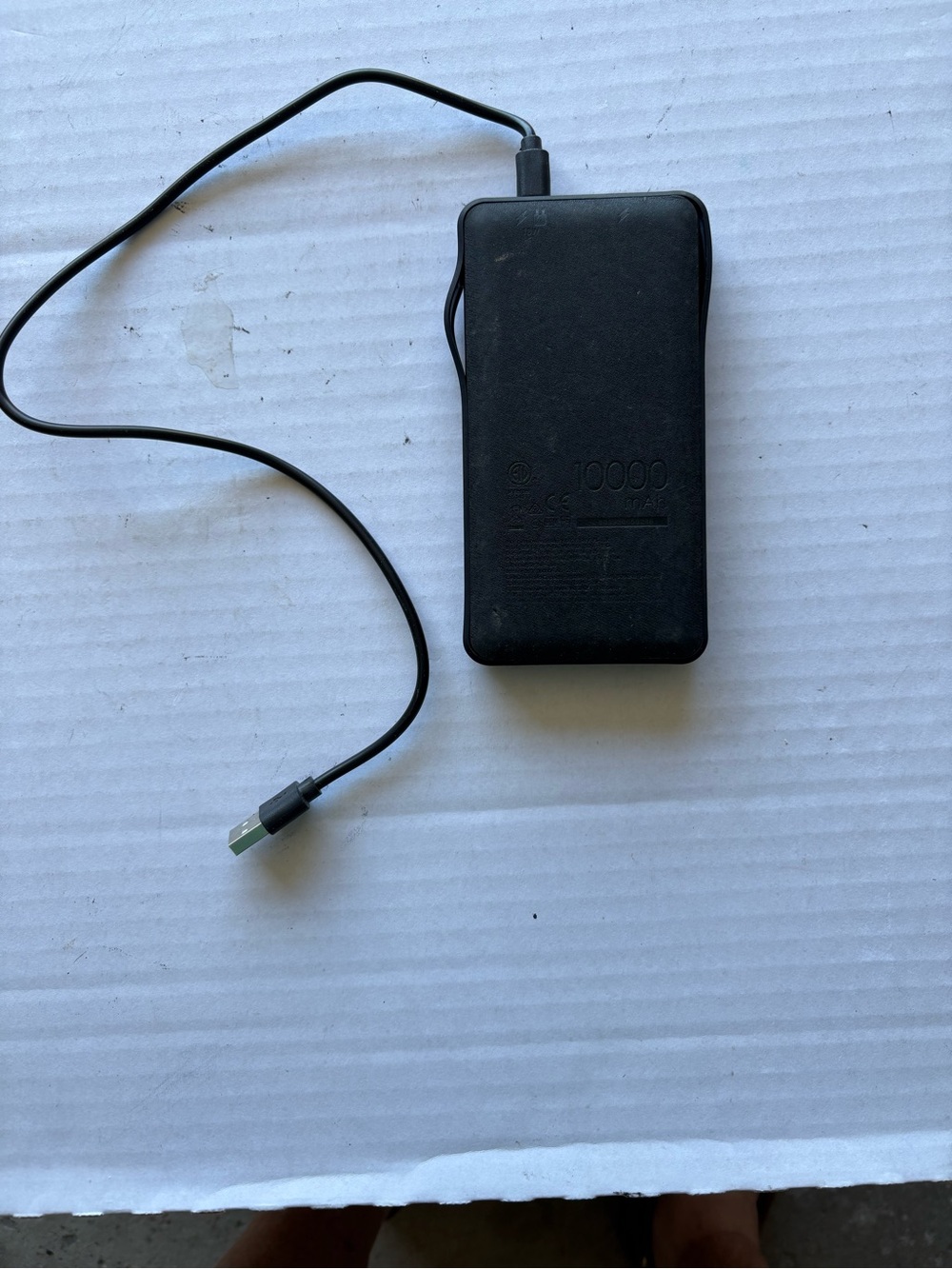 mophie Black 10000mAh Portable Power Bank with Built-In Cable